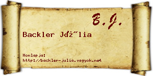 Backler Júlia névjegykártya